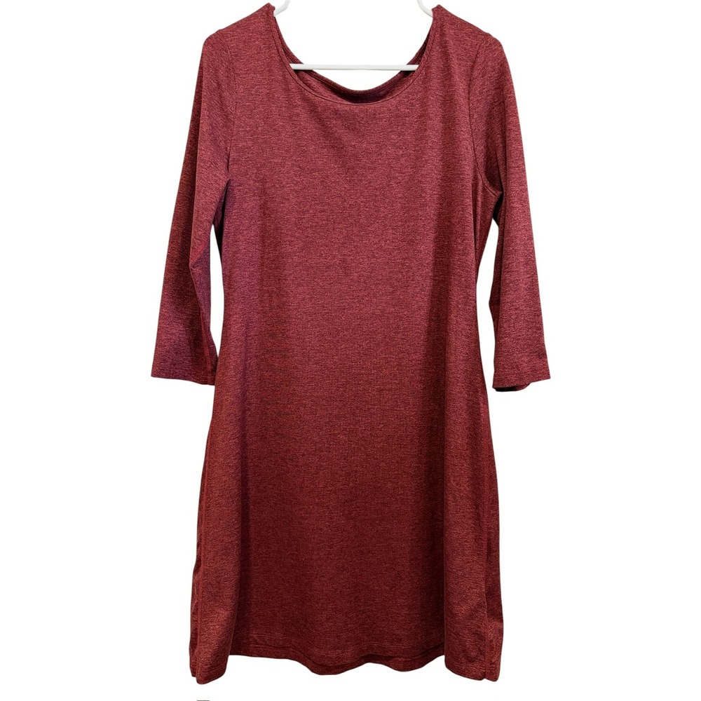 Patagonia Kamala Dress Womens Medium Burgundy Heathered Knit 3/4 Sleeve STY58735